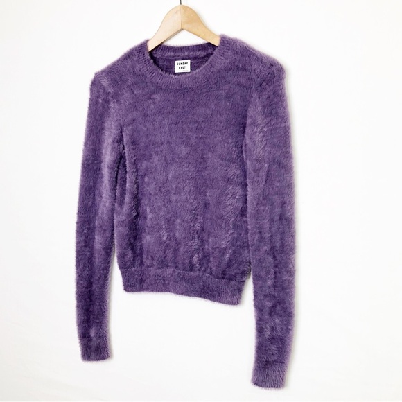 Sunday best purple eyelash crewneck pullover kitten sweater - Picture 4 of 12